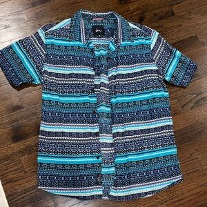 IM Men’s Turquoise Patterned Short Sleeve Shirt